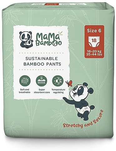 Mama Bambus-Windelhöschen, weich, umweltfreundlich, nachhaltig, Größe 6, chlorfrei, hypoallergen, 18 Stück pro Packung