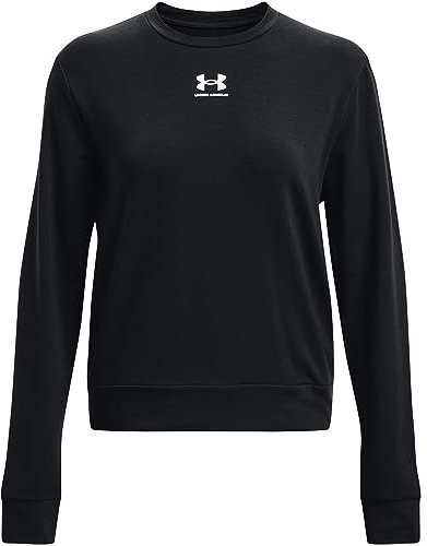 Under Armour Womens Terry Crew Long Sleeve T-Shirt Black/White S