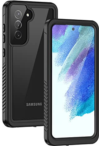 Lanhiem für Samsung Galaxy S21 FE Hülle, IP68 Wasserdicht Handyhülle Samsung S21 FE 5G 360 Grad Schutzhülle Stoßfest Staubdicht Sturzfest Outdoor mit Eingebautem Displayschutz, Schwarz