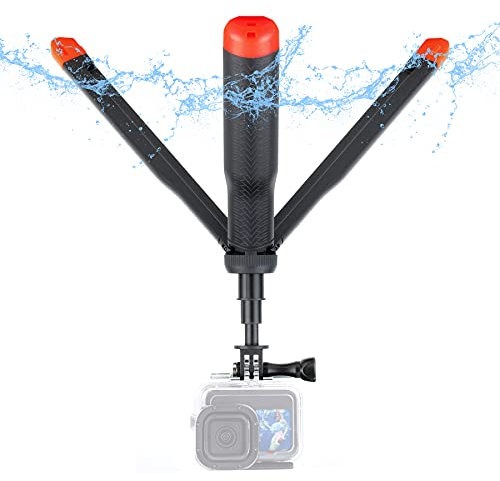 YALLSAME Schwimmender Handgriff mit 4-in-1-Funktionen als tragbarer 68.6 cm Selfie-Stick Einbeinstativ, Tischstativ für alle GoPro Hero 10 9 8 7 6 5 4 DJI OSMO Action-Kameras, Roter Stick