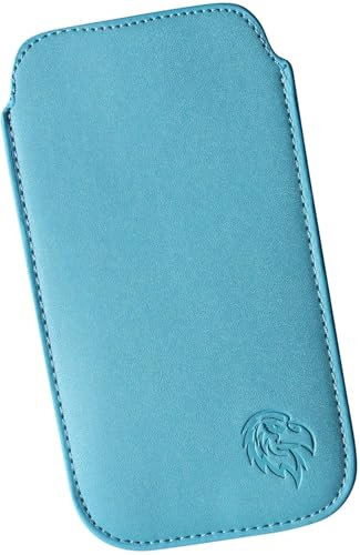 Davii Schutztasche Handytasche für Samsung Galaxy M30s / M31 / M31s / M32, Hülle Einsteck Etui Lasche flach mit Band weich Adler Standard XXL Hell-Blau