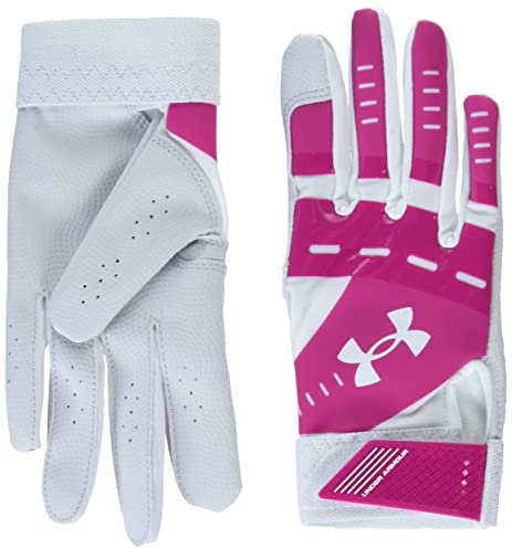 Under Armour Radar Softball-Handschuhe für Mädchen, Größe M, Weiß/Tropic Pink/Weiß, 104