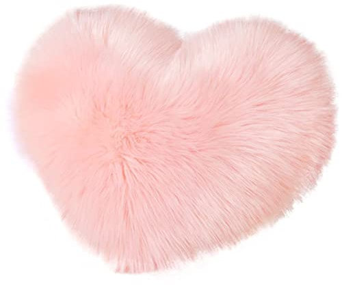CUSROS Flauschiges Herzkissen, Plüschkissen Imitation Wolle Wurfkissen, schöne weiche Kissen - dekorative herzförmige Sofa Kissen homewares Sofa Kissen Hell-Pink