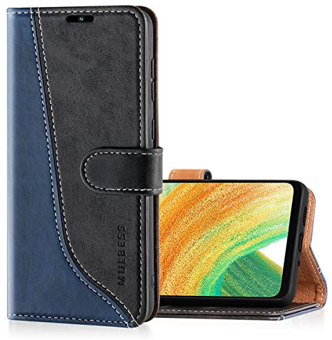 Mulbess Coque pour Samsung Galaxy A33 5G, Etui a Rabat, Housse en Cuir, Pochette de Protection Portefeuille, Élégant Noir