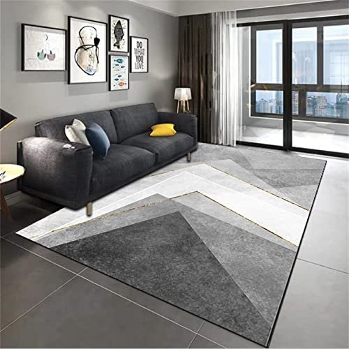 Kunsen Teppich küchenteppich waschbar rutschfest jugendzimmer deko Grauer Rechteckiger Geometrischer Teppich, Minimalistischer Raumdekor, Weicher Teppich balkondeko 200X250CM