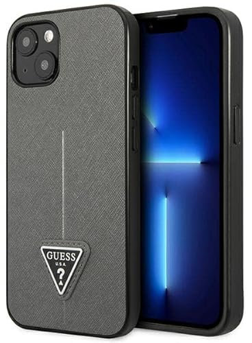 Guess GUHCP13SPSATLG Hülle für iPhone 13 Mini 5,4 Silber hardcase SaffianoTriangle Logo