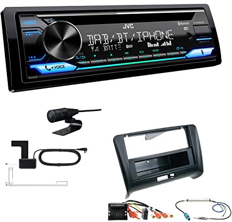 JVC KD-DB922BT 1-DIN Autoradio CD-Receiver Bluetooth DAB+ Digital Radio Einbauset kompatibel mit Audi TT 2006-2014 schwarz mit Bose