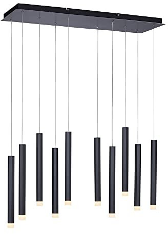 SellTec LED Pendellampe 10-flammig schwarz, warmweiße Lichtfarbe, skandinavisches Design, minimalistisch pure