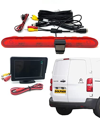 Dolphin Automotive Rear High Level Brake Light Reversing Parking Camera For Peugeot Expert & Citroen Dispatch Van 2016 Onwards - With 4.3 Dash Monitor