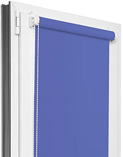 Estika Verdunklungsrollo ohne Bohren - Stoffbreite 65 cm x 220 cm - Blau - 6 Stoff Farben, Rollos für Fenster ohne Bohren, Klemmfix rollos für Fenster innen