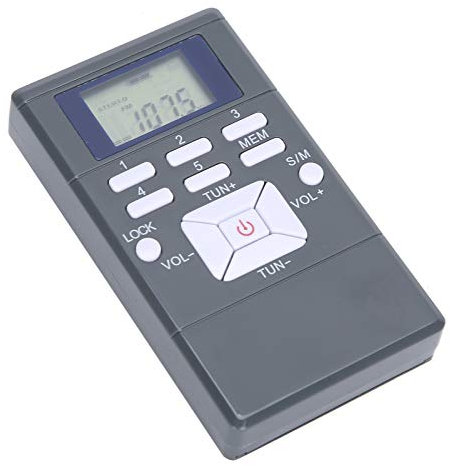 Portable Radio, Mini FM Stereo High Sensitivity Radio with LCD Displayer Earphone Lightweight Sound Use Conveniently Radio with In-Ear Headphone and Lanyard (Dark Gray)