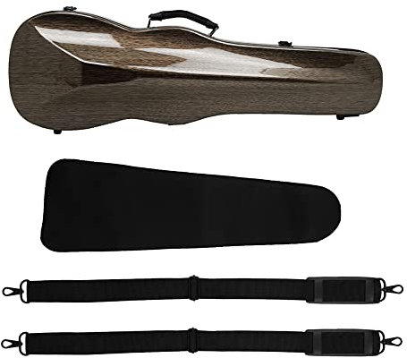 Hapihom Custodia per violino 4/4 in fibra di carbonio, super leggera, triangolare, con igrometro, portatile da viaggio, caffè spazzolato