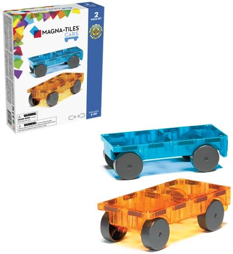 MAGNA-TILES Cars 2 Piece Magnetic Building Kit - Blue & Orange