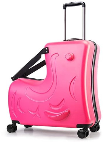 AOWEILA Hartschalen-Kindergepäck mit 4 Spinner-Rädern für Mädchen und Jungen, rollender Kinder-Reisekoffer mit Sitz und Sicherheitsgurt für Kleinkinder im Alter von 2–12 Jahren, Fuchsia Rot, 20-Inch