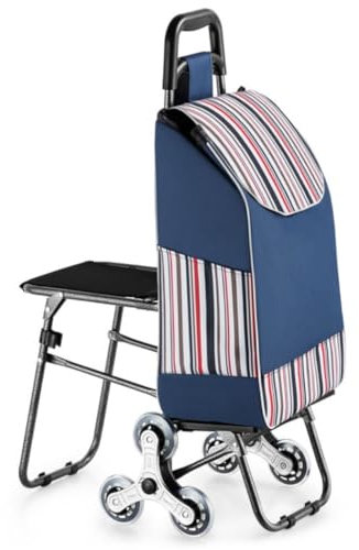 RUVOO Einkaufswagen Treppensteiger Trolley Gehhilfen Für Senioren, Rollender Gehwagen, Tragbarer Einkaufswagen Mit Sitz Für Ausruhen, Klettern, Treppenwagen Einkaufstrolley Klappbar