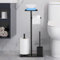 UUlioyer Toilet Paper Holder with Toilet Brush, Toilet Roll Holder Free Standing, Toilet Paper Storage with Shelf, Black