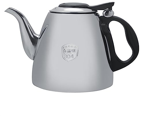 Edelstahl-Teekanne, Herd-Teekanne, Tee- und Kaffeekanne, Wasserkocher mit Hitzebeständigem Griff, Leicht zu Reinigen, für Induktionsherd (1,5 l)