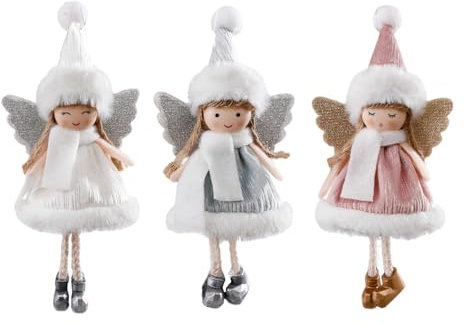 3 Stück Weihnachtsengel Elf Puppe Anhänger Weihnachtsbaum Hängende Dekorationen Plüsch Ornament Kinder Mädchen Geschenk