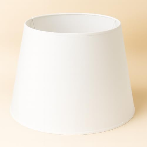 40 cm Abat-jour, Tissu en Coton avec dos en PVC blanc, Produit fait main, pour Lampe de table, Lampadaire (Blanc)