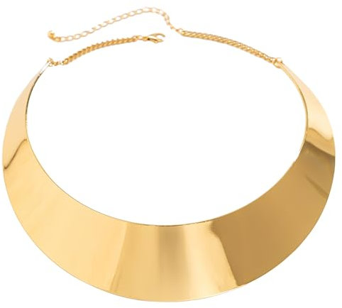 Maxtonser Übertriebene Metalldraht-Halskette mit offener Manschette und Torques für Frauen, Punk, breite verstellbare Kette, Grunge-Schmuck, Punk, Gold