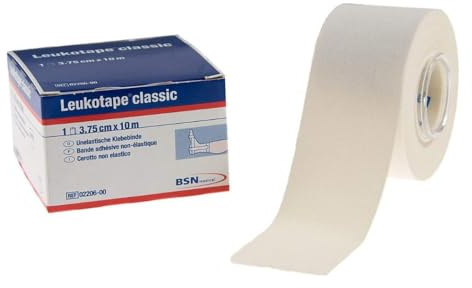 BSN Leukotape 3,75 cm x 10 m Sporttape I atmungsaktiv I reißfest I Tapeverband für Sport und Freizeit I unelastisch hautfreundliches Tapeband (weiß, 6 Rollen)