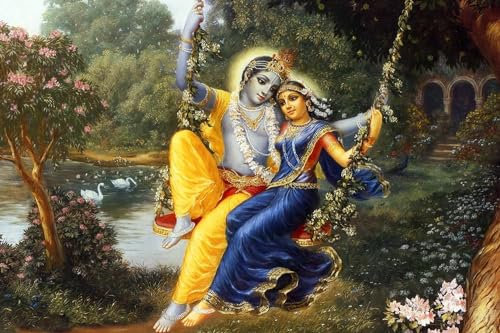 1000 Teile Puzzle Für Erwachsene Hindu-Göttinnen Radha Und Krishna | Spirituelle Kunst Liebesmeditation Göttliche Liebe