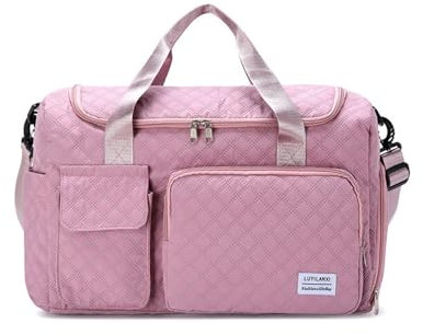 Balakaka Borsone da Viaggio Donna 31L, 46×23×30 cm Weekend Piscina Ginnastica per Scarpe e Tasca Bagnata, Grande Capacità Impermeabile Borsa da Viaggio Duffel per Sport Viaggi, Rosso rosa