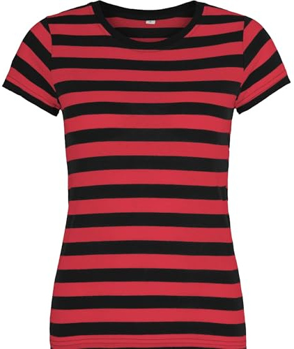 Compatibile con Mantis - Maglietta a righe retrò da uomo e da donna in stile marino, a maniche corte, girocollo, certificato Oeko-Tex 100, cotone in conversione, vegano