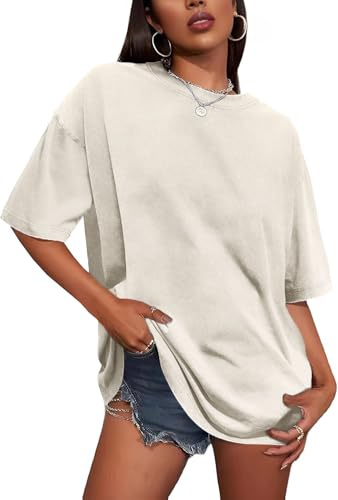 florynova Oversized T Shirts for Women Short Sleeve Crew Neck Summer Tops | acid wash vintage style, soft and breathable cotton, relaxed loose fit, fashion streetwear, casual tees for daily outfits