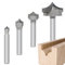 4pcs Point Cutting Roundover Router Bit Set,1/4 Shank,Cutting Dia. 3/8“,3/8,1/2 and 1,Round-Over Plunge Cutter for Wood Engraving, 2D and 3D Carving