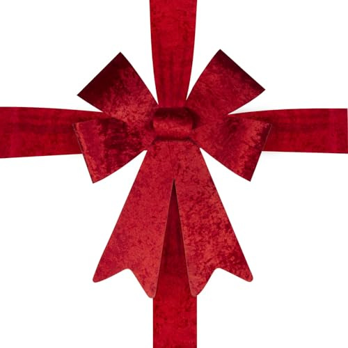 TIENDA EURASIA – Lazos de Navidad para Puerta | Lazo 50x60 cm, Cinta Pequeña 150 cm, Mediana 230 cm y Grande 450 cm Aprox | Lazos Navidad | PP y Textil Sintético | Decoracion Navidad (Rojo)