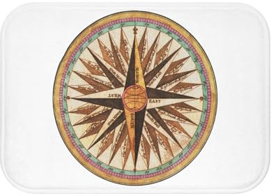 Fabulous Tappeto da Bagno Rosa dei Venti Bussola Antica Pittura Strumenti di Navigazione Vintage - Dimensioni: 60 x 40 cm