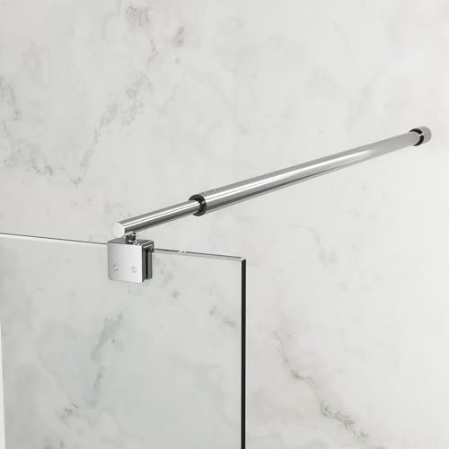 Barra estabilizadora retráctil para ducha, 73 – 123 cm, plata, acero inoxidable, barra estabilizadora para grosor de cristal de 8 – 10 mm, para mampara de ducha