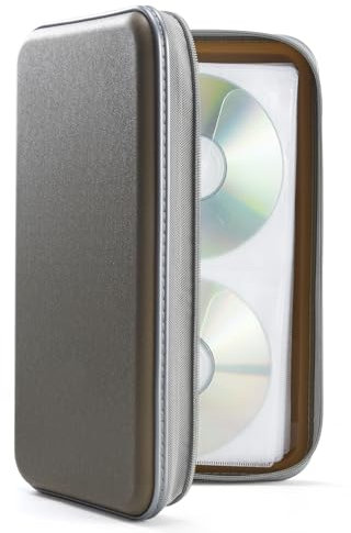 UENTIP CD-Hülle mit 96 Kapazitäten, tragbare DVD-Hülle aus Hartplastik,CD-Organizer,Brieftasche,schützende DVD-Aufbewahrung (Olivgrün96, 96)