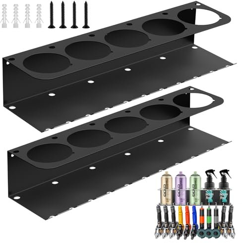 kamoly Soporte de pared para botellas de spray 2PCS, Soporte Herramientas Pared para 5 latas de aerosol, Pared Organizador de Herramientas Eléctricas, Herramientas de Garaje Accesorios