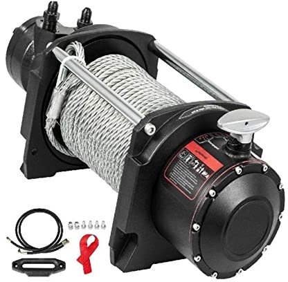 Cabrestante hidráulico de 10000 a 20000 lb con cable de acero resistente de 24 m Engranaje planetario de 2 etapas for ATV SUV Barco Vehículo todoterreno(10000 LBS)