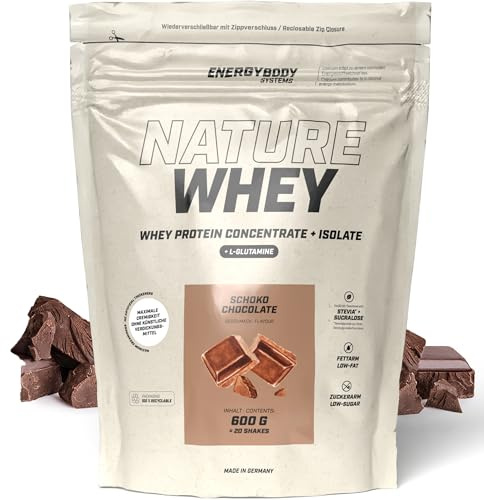 Energybody Nature Whey Isolate Schoko 600 g Beutel | zucker- und fettarmes Molkenproteinpulver, ohne künstliche Verdickungsmittel, Eiweiss Shake