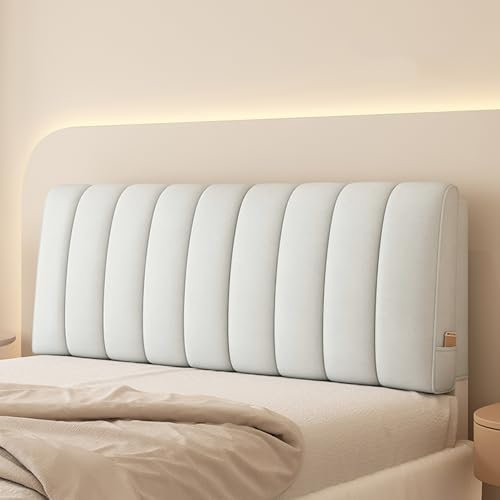 Großes gepolstertes Kissen mit abnehmbarem Bezug, Wand-Rückwand für Doppelbett/Super-King-Size-Bett, Rückenlehnen-Unterstützung für Schlafzimmer, Schlafsaal, Etagenbett, Grau, 200,7 cm, mit Gurten