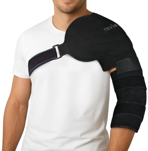 REVIX Compresse froide pour bras de lanceur et sportif, épaule et coude | Compresse froide réutilisable pour bras lanceur baseball, manche ajustable compression, soulagement après entraînement, XL