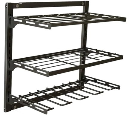 Gitekain Power Tool Storage Rack, Wall-Mounted 3-Layer Organizer, Heavy Duty Metal Shelf, Garage Organization System for Screwdrivers, Garden Tools, Workshop, 1880g, Black Color