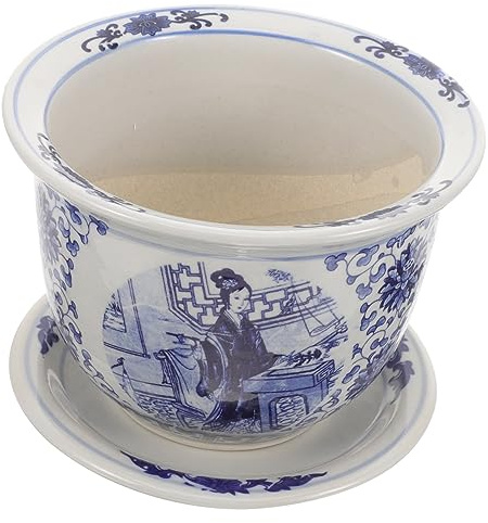 Toyvian Pot De Fleurs en Céramique Pot Casserole Terre Cuite Soucoupes pour Plantes Succulent Casserole Usine Jardinière D'urne Plantez De La Soucoupe Planteur Céramique Bleu