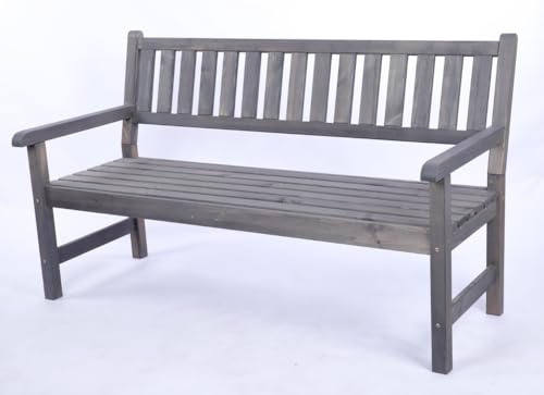 PROREGAL Gartenbank Grana | HxBxT 90x154x70cm | Inkl. Cordura-Abdeckung | Grau | Parkbank Gartenmöbel Sitzbank Bank Friesenbank