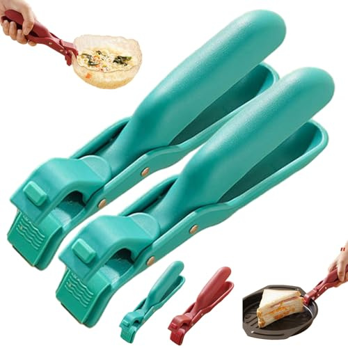 Hot Plate Grippers, Silicone Non-Slip Heat Insulation Anti-Scald Clip, Multi-Purpose Anti-Scald Bowl Holder Clip, Multi-Function Hot Bowl Dish Plate Gripper Clips for Kitchen (Green 2pcs)