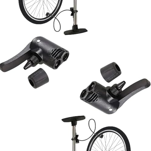Txuolin 2Pcs Black Pump Adapter Valve, 3 in 1 Replacement Dual Head Air Pump Adapter Valve Bicycle Bike Cycle Tyre Tube Pump Adapter，Bike Floor Pumps