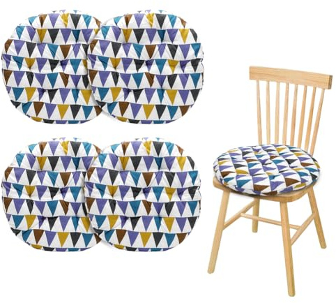 XUTUUDID 4er Set Stuhlkissen Rund 40x40x3cm, Bodenkissen Rund, Stuhlauflage für Indoor & Outdoor – Stuhlauflage für Esszimmer, Wohnzimmer, Büro und Garten (Geometrisches Muster)