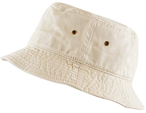 Cotton Bucket Hat Packable Sun Hat – Unisex Summer Travel Beach Fisherman Hat for Men Women Outdoor Fishing Hiking(S/M, Putty)