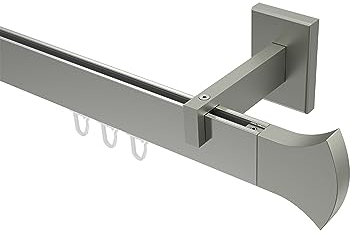 Interdeco eckige Innenlauf Gardinenstangen Edelstahl Optik Typ 10213019, 440 cm