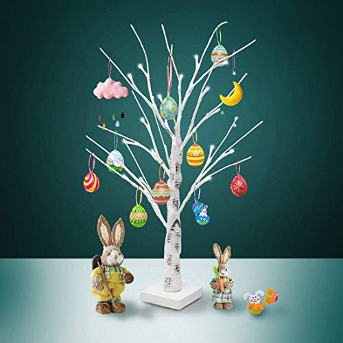 LED Birke Baum Licht, Osterdekor 60cm 24 LEDs Lichterbaum batteriebetriebenes Schreibtisch Baumlicht Warmweiß, Perfekt für Ostern, Erntedankfest, Wohnzimmer, Schlafzimmer, Hochzeit, Urlaub, Weihnacht