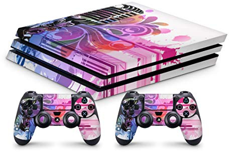 Skins4u Design Aufkleber Skin Schutzfolie passend für PlayStation 4 PS4 Pro + 2 Controller Skins