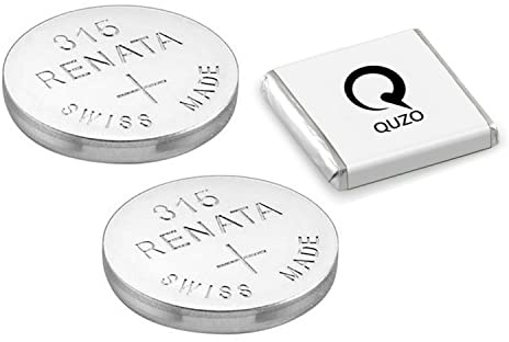 Bundle of 2 x Renata 315 Watch Battery 1.55v SR716SW + Quzo Belgian Chocolate - Official Renata Watch Batteries